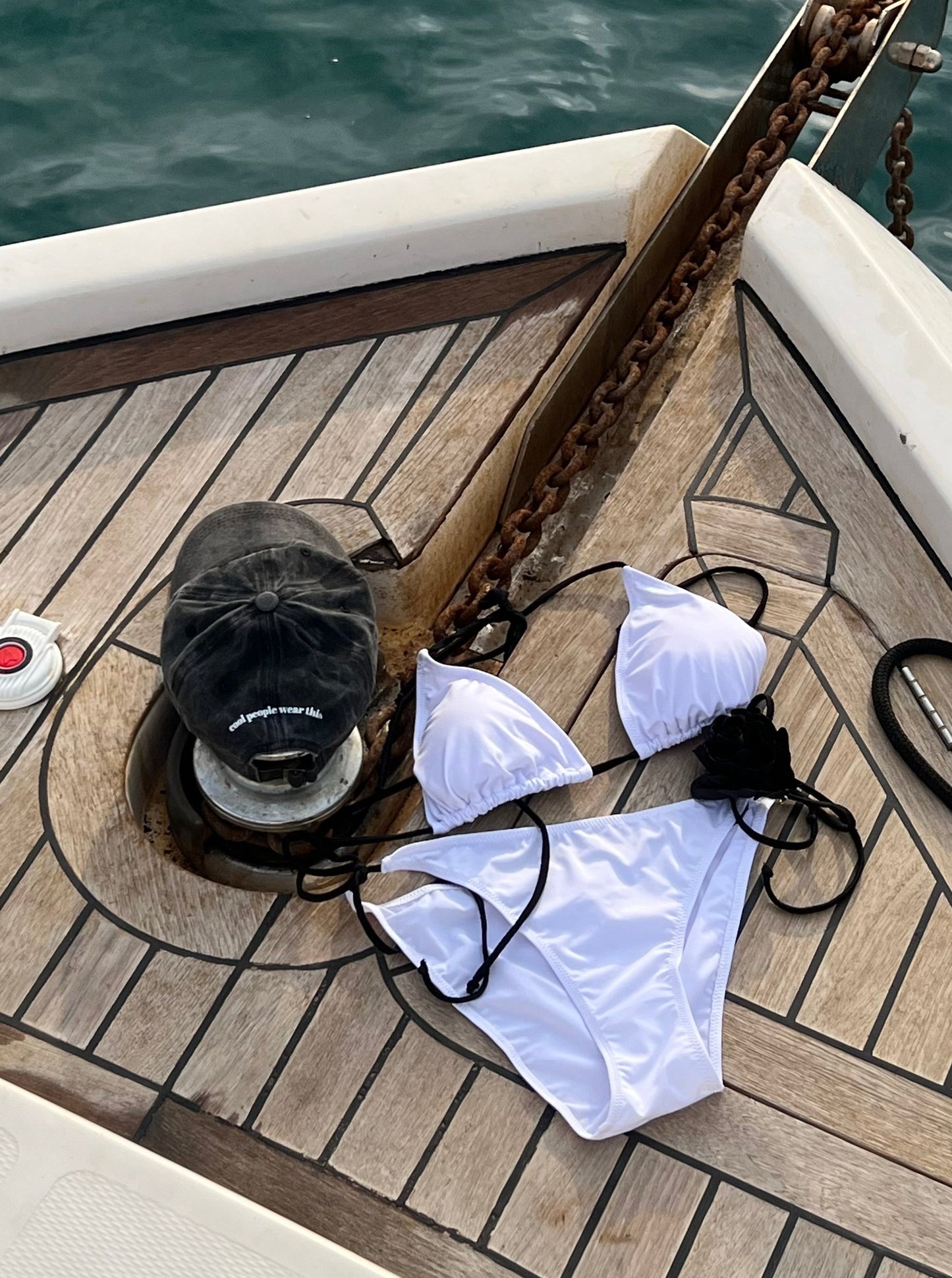 Tie Strap Bikini Bottom White