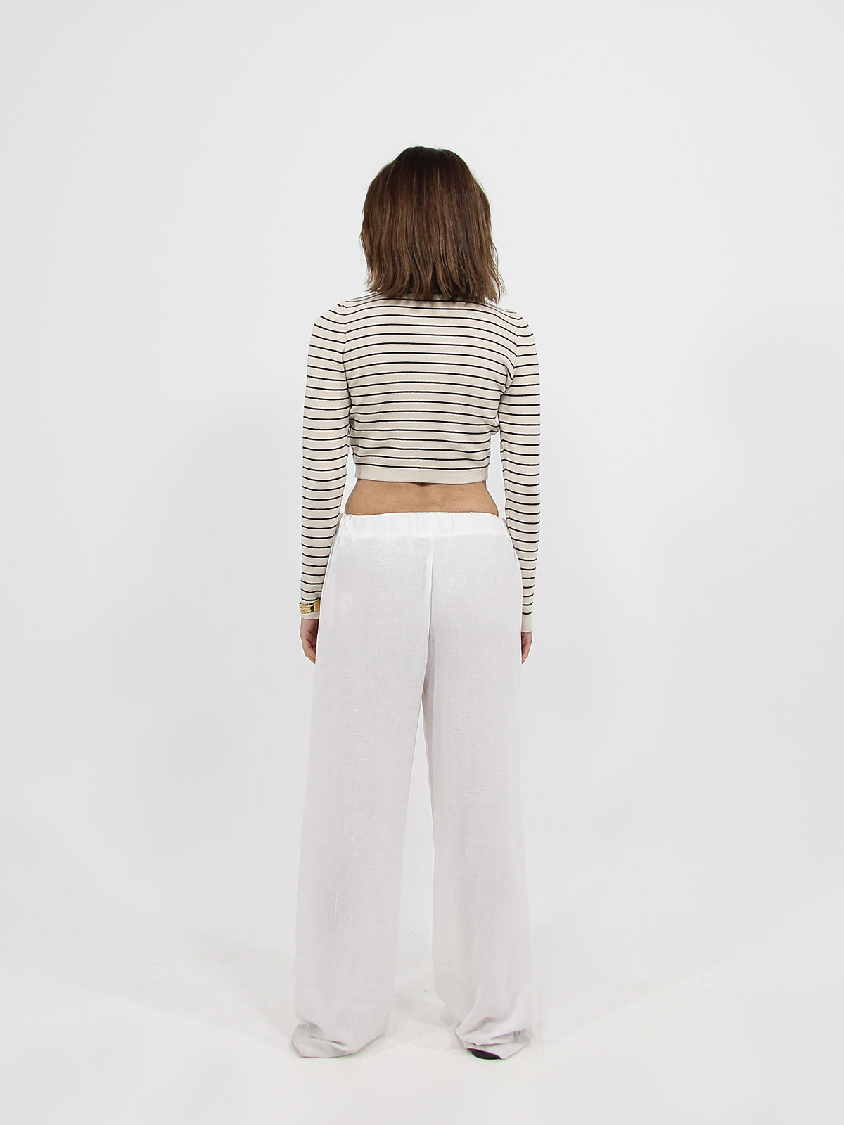 White Linen Look Beach Pants