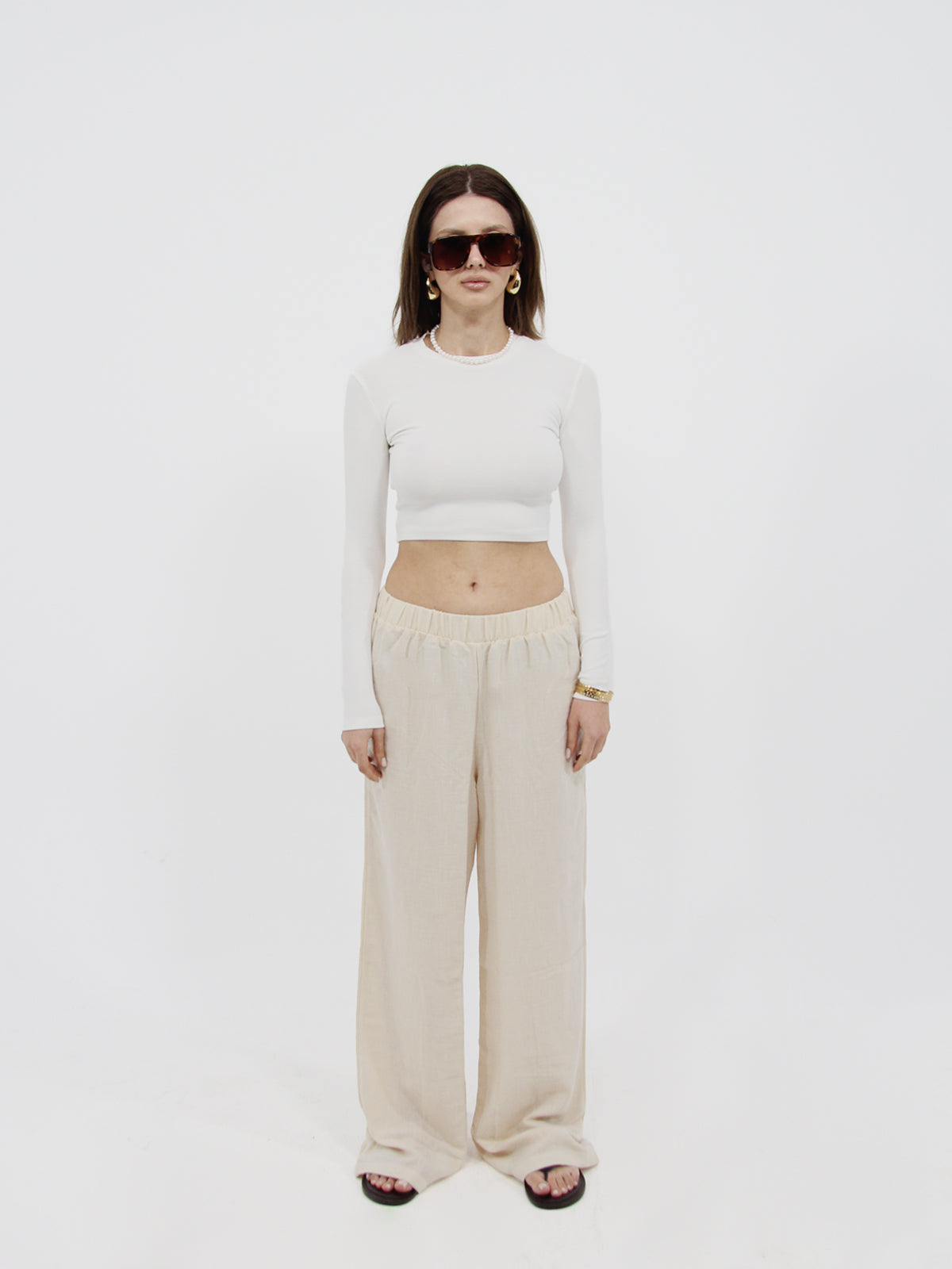 Stone Linen Look Beach Pants