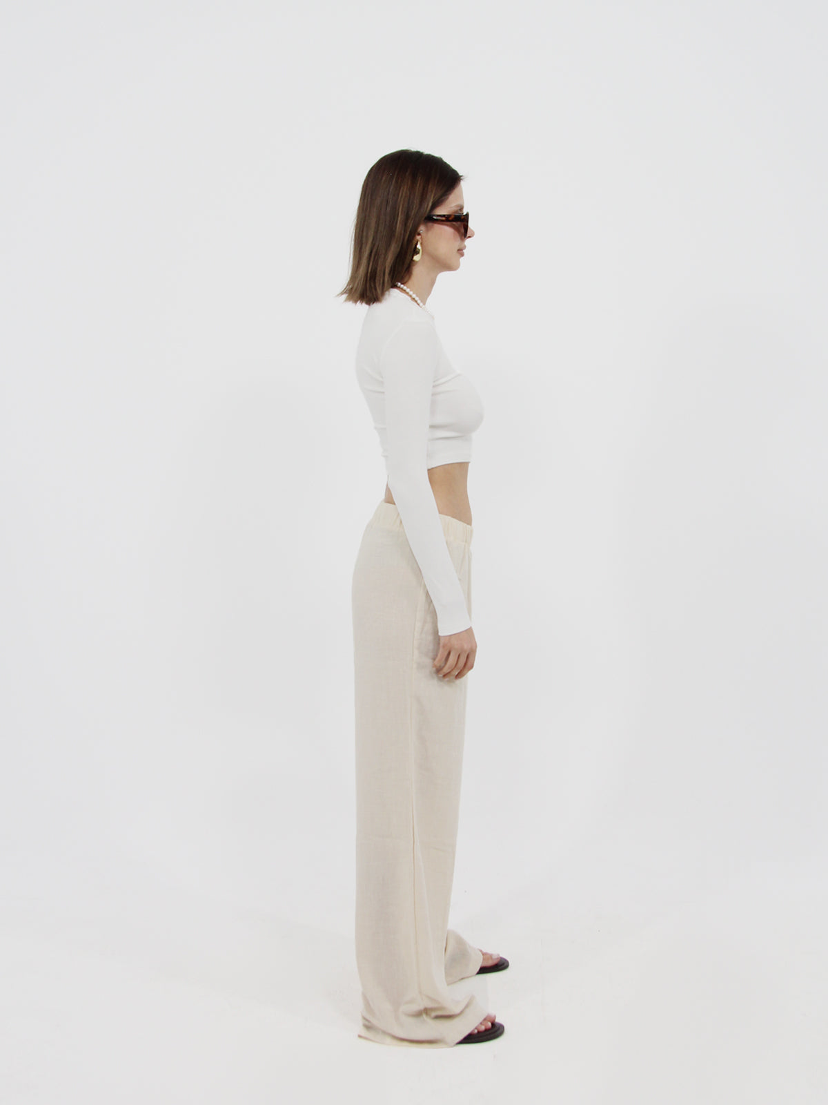 Stone Linen Look Beach Pants