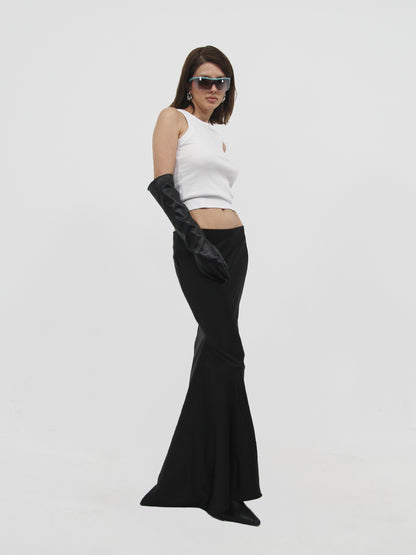 Maxi Satin Skirt Black