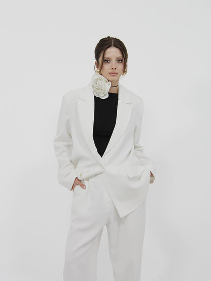 Straight Oversized Blazer Ecru