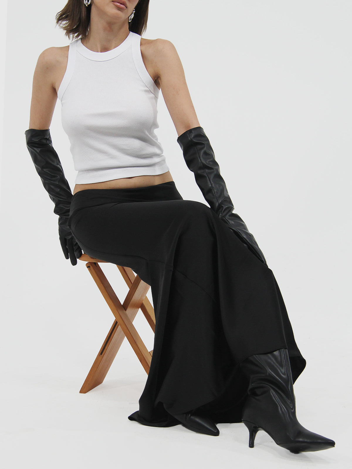 Maxi Satin Skirt Black