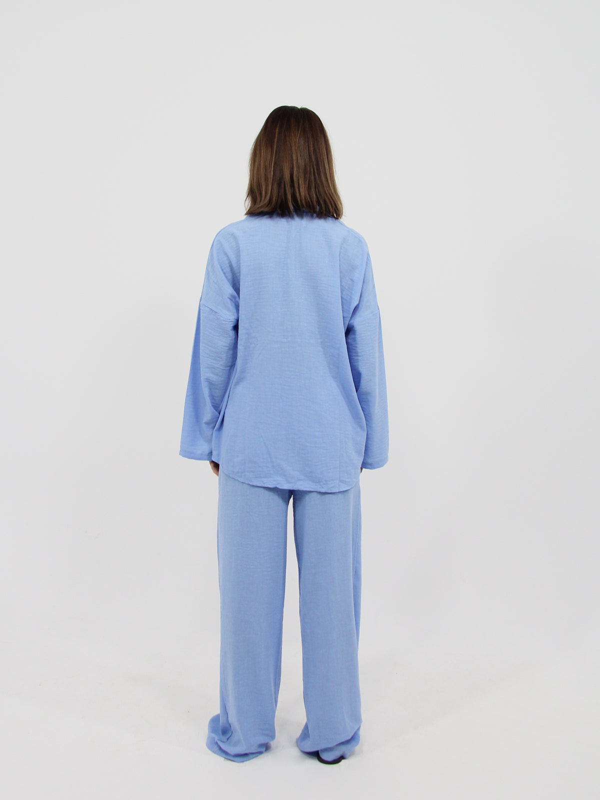 Blue Linen Look Beach Shirt