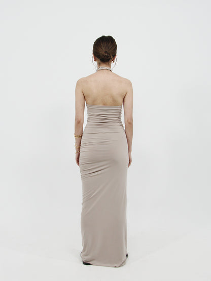 Rose Detail Maxi Dress Stone