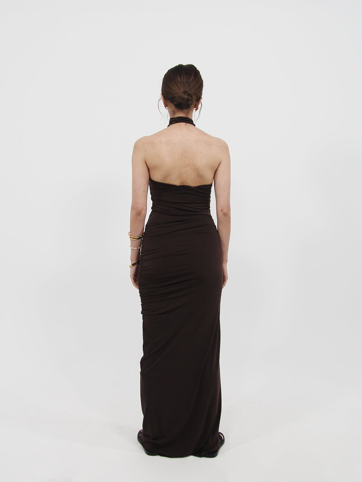 Rose Detail Maxi Dress Brown