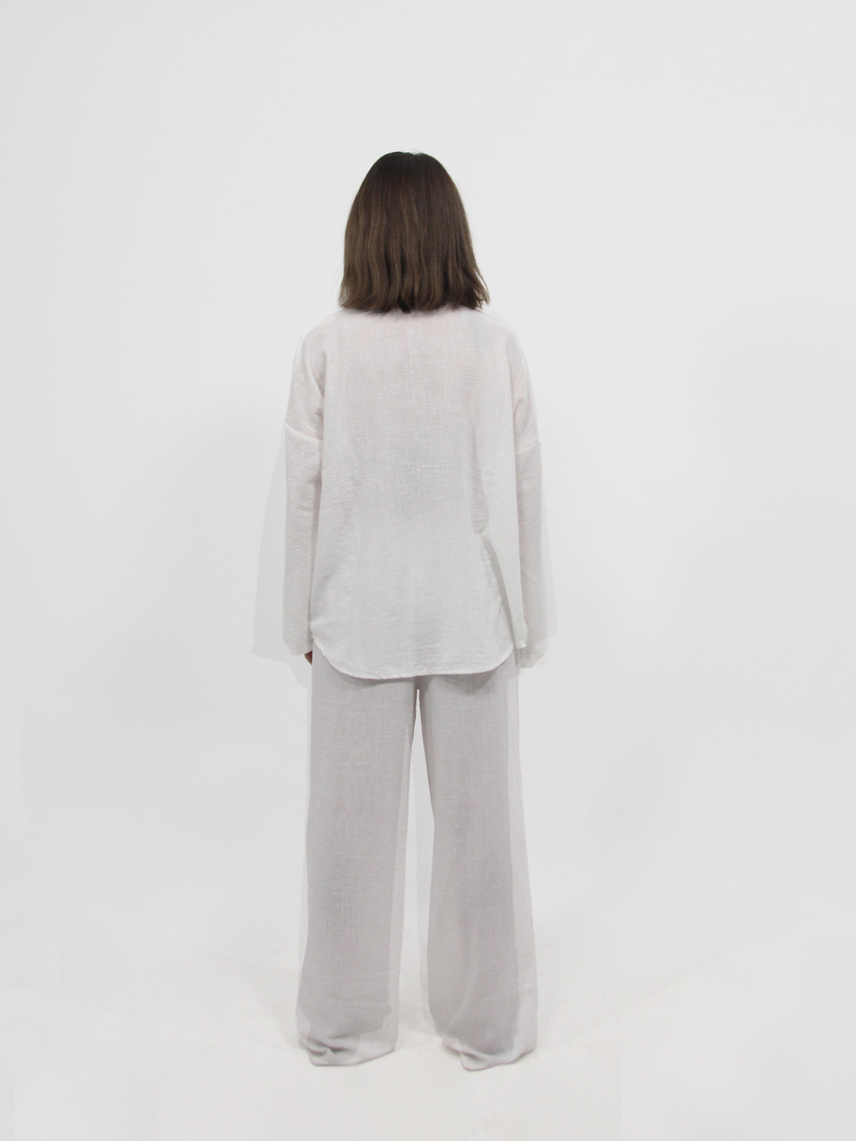 White Linen Look Beach Shirt