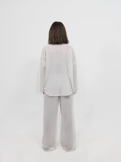 White Linen Look Beach Shirt
