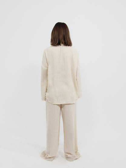 Stone Linen Look Beach Shirt