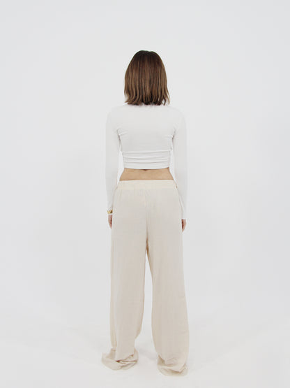 Stone Linen Look Beach Pants