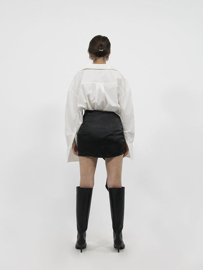 Tie Detail Mini Satin Skirt