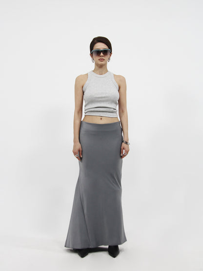 Maxi Satin Skirt Grey