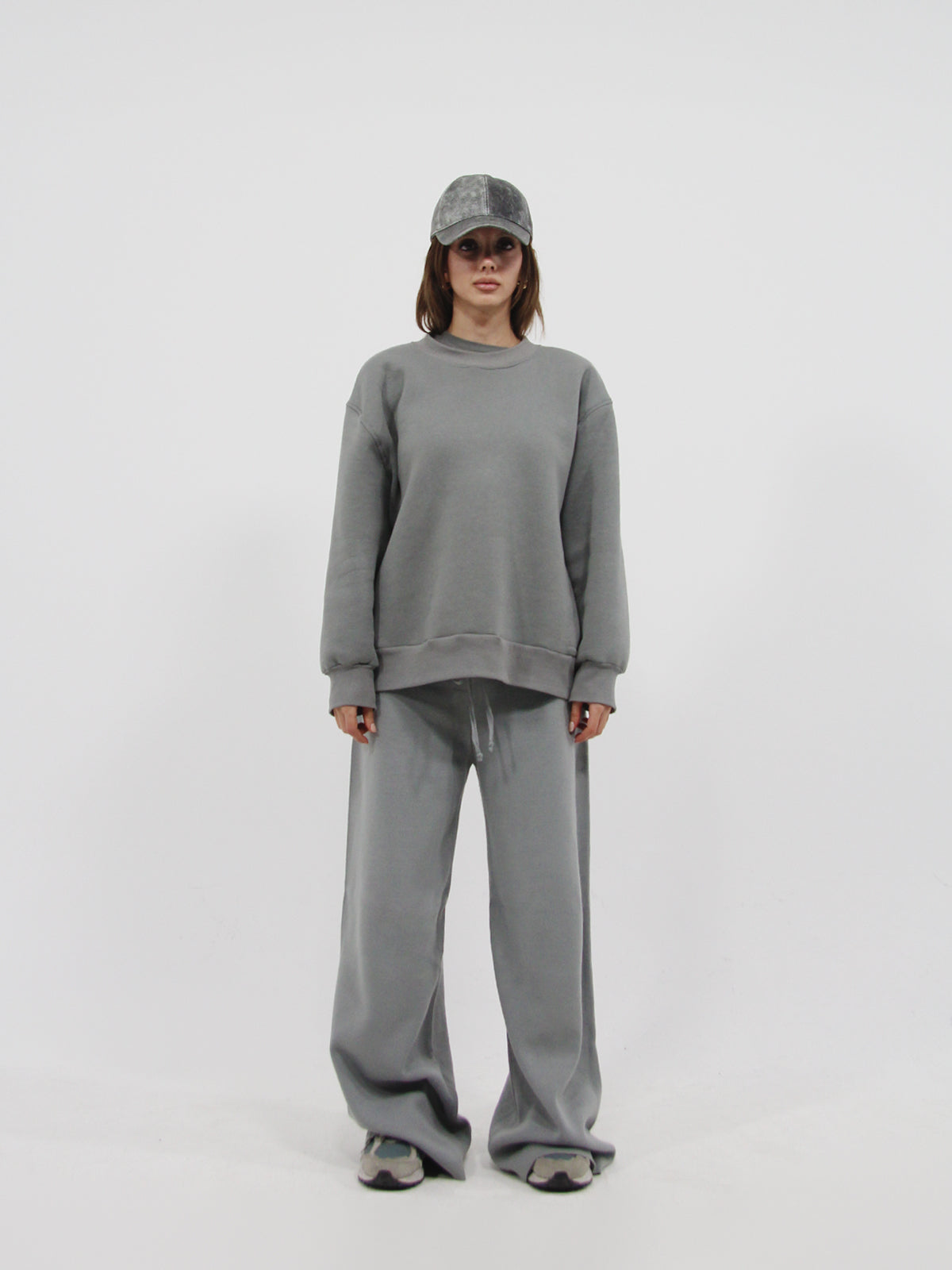 Knitted Wide Trousers Grey