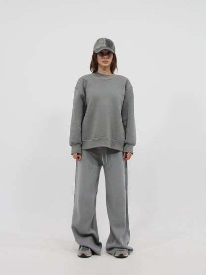 Knitted Wide Trousers Grey
