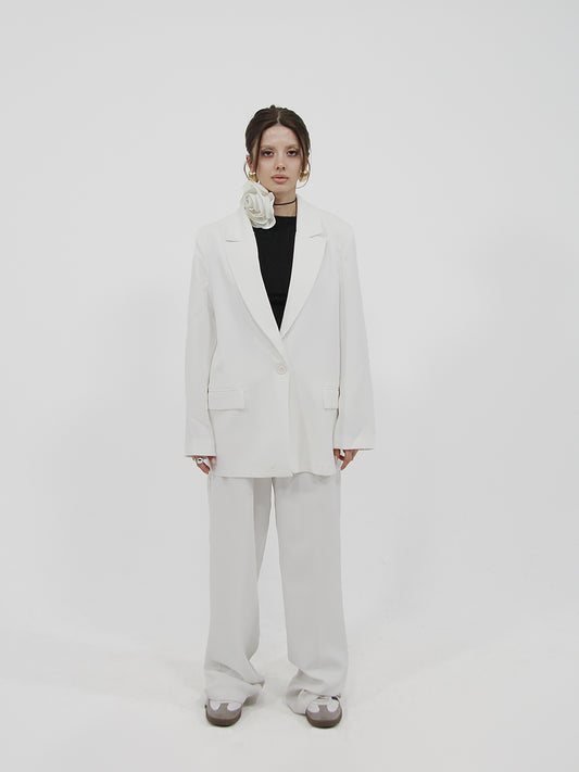 Straight Oversized Blazer Ecru