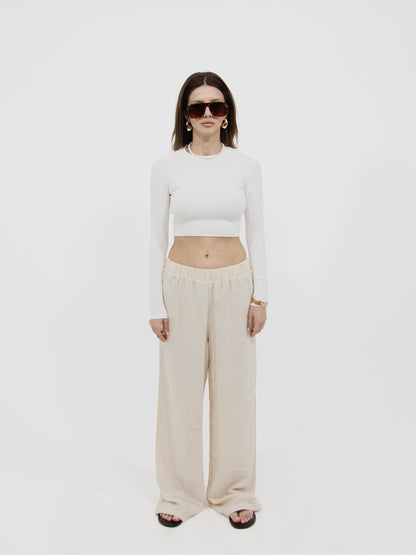 Stone Linen Look Beach Pants