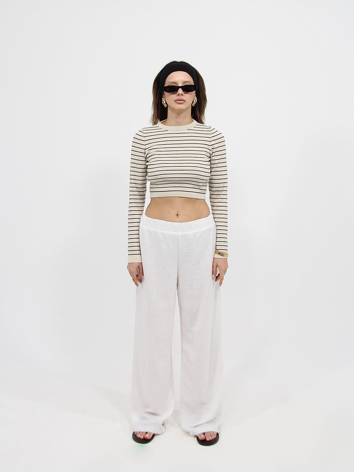 White Linen Look Beach Pants