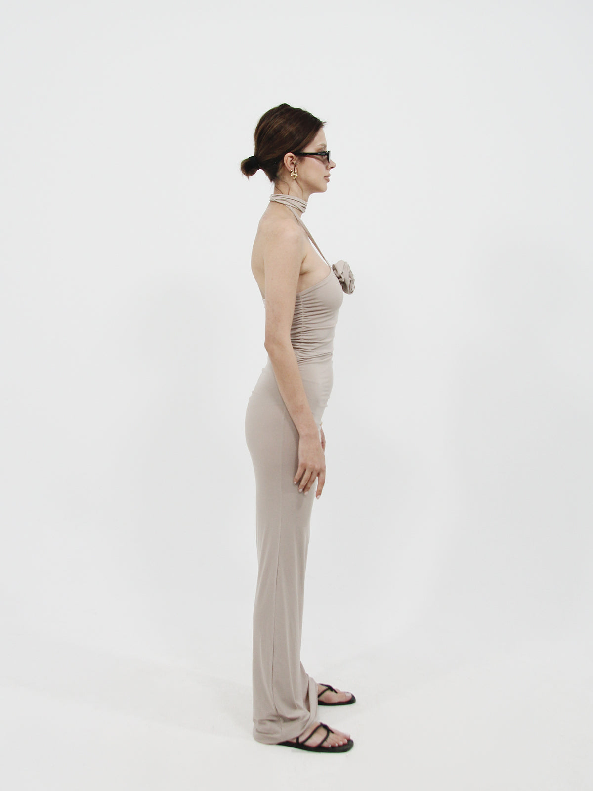 Rose Detail Maxi Dress Stone