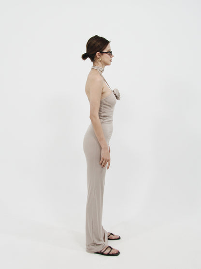Rose Detail Maxi Dress Stone