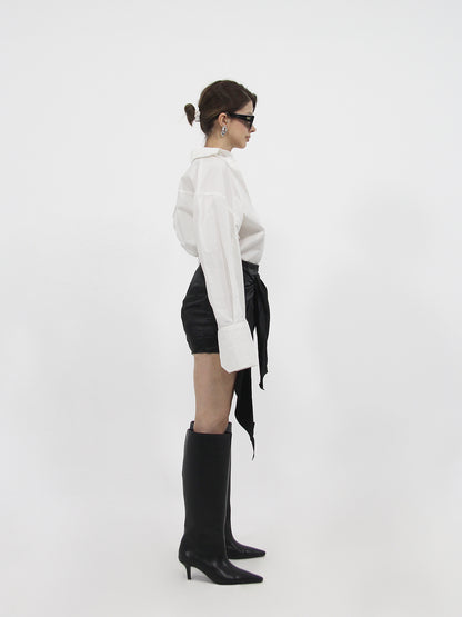 Tie Detail Mini Satin Skirt