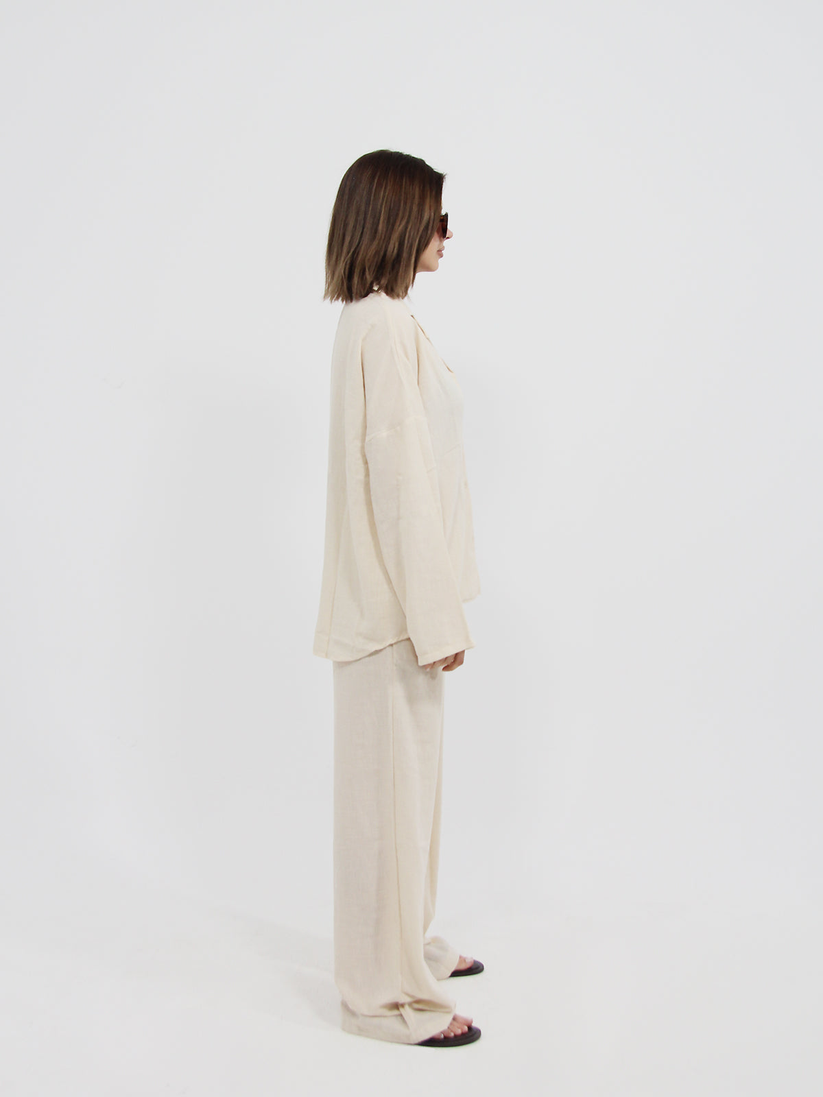 Stone Linen Look Beach Shirt