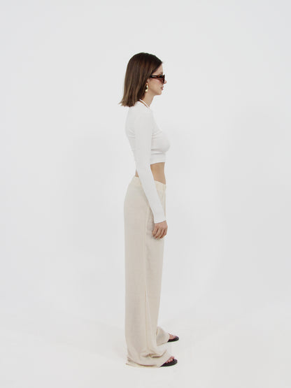 Stone Linen Look Beach Pants
