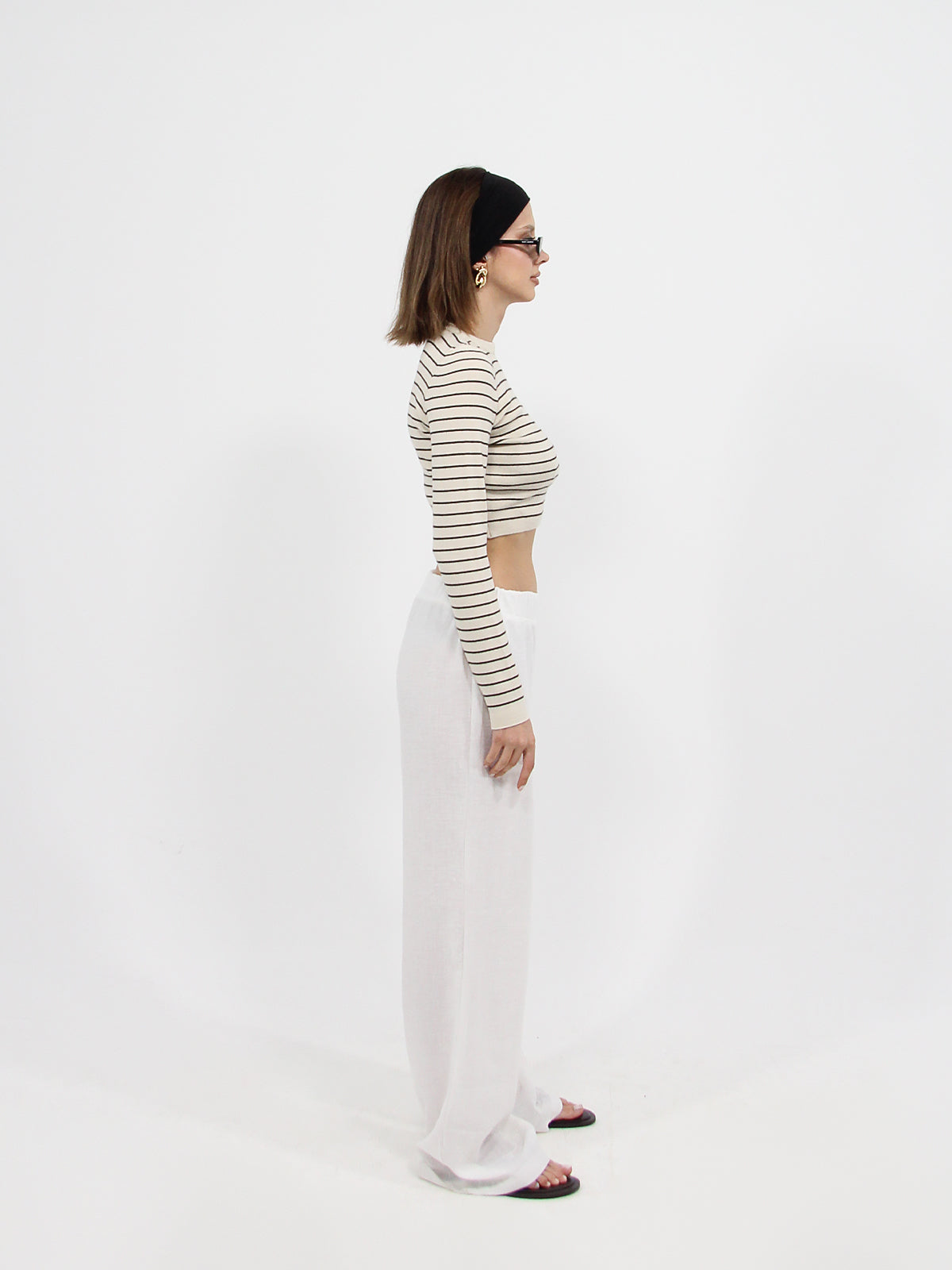 White Linen Look Beach Pants