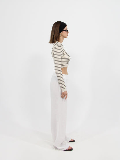 White Linen Look Beach Pants