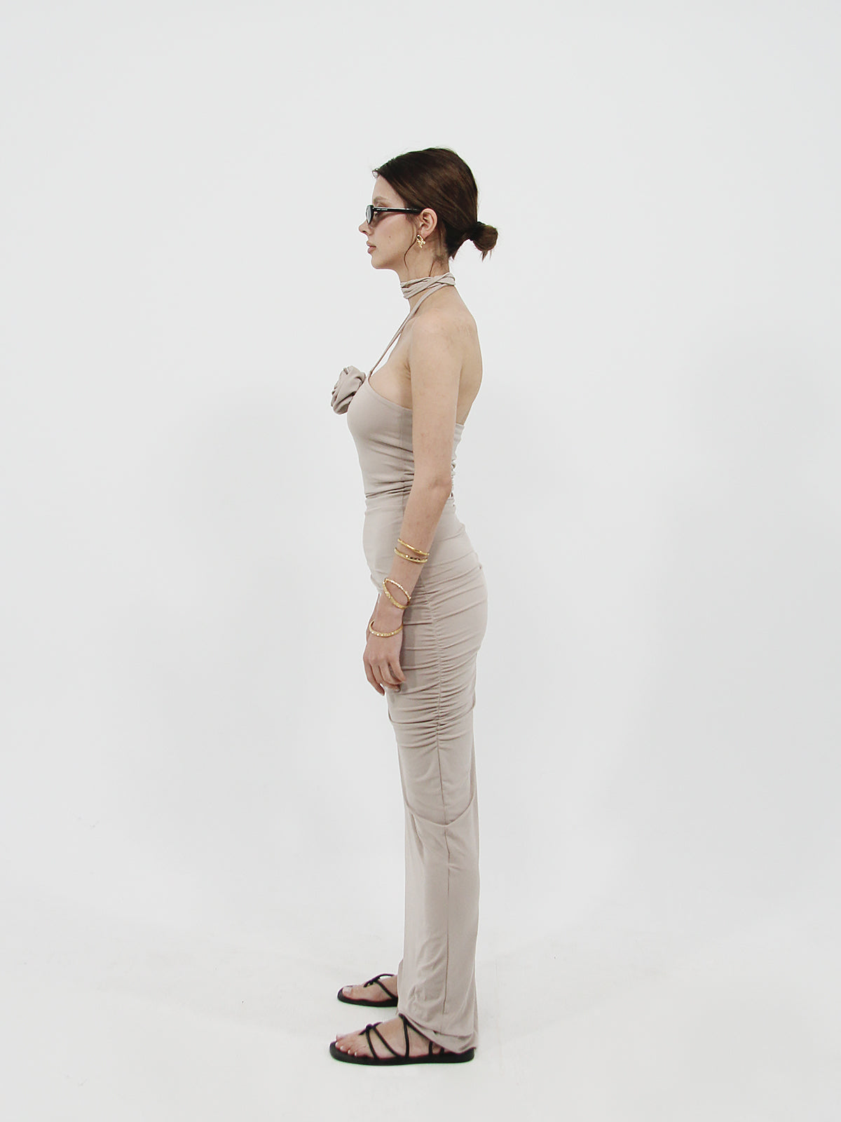 Rose Detail Maxi Dress Stone