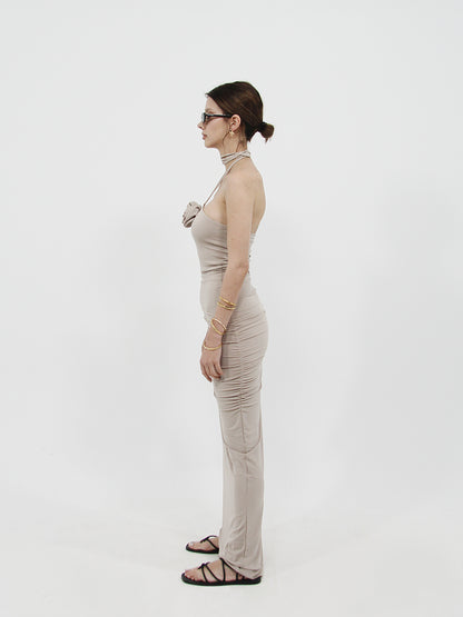 Rose Detail Maxi Dress Stone