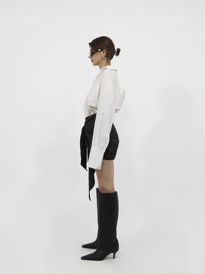 Tie Detail Mini Satin Skirt