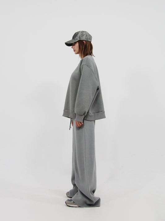 Knitted Wide Trousers Grey