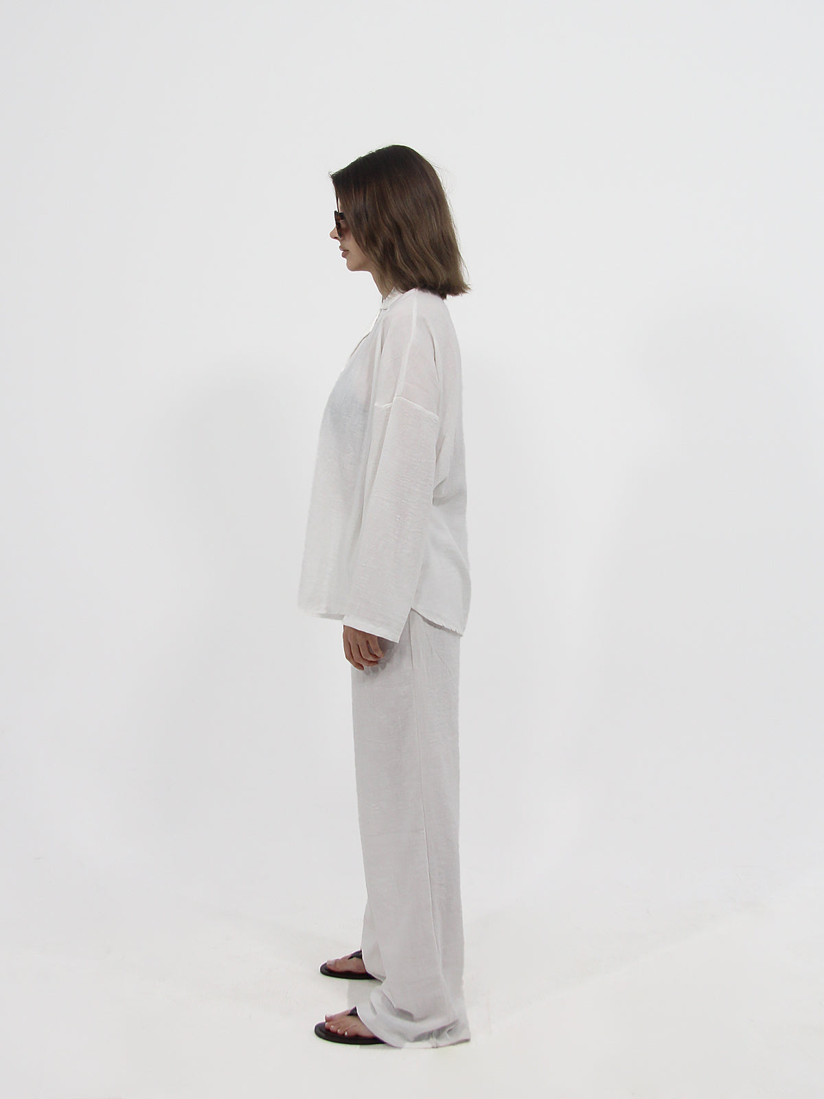 White Linen Look Beach Shirt