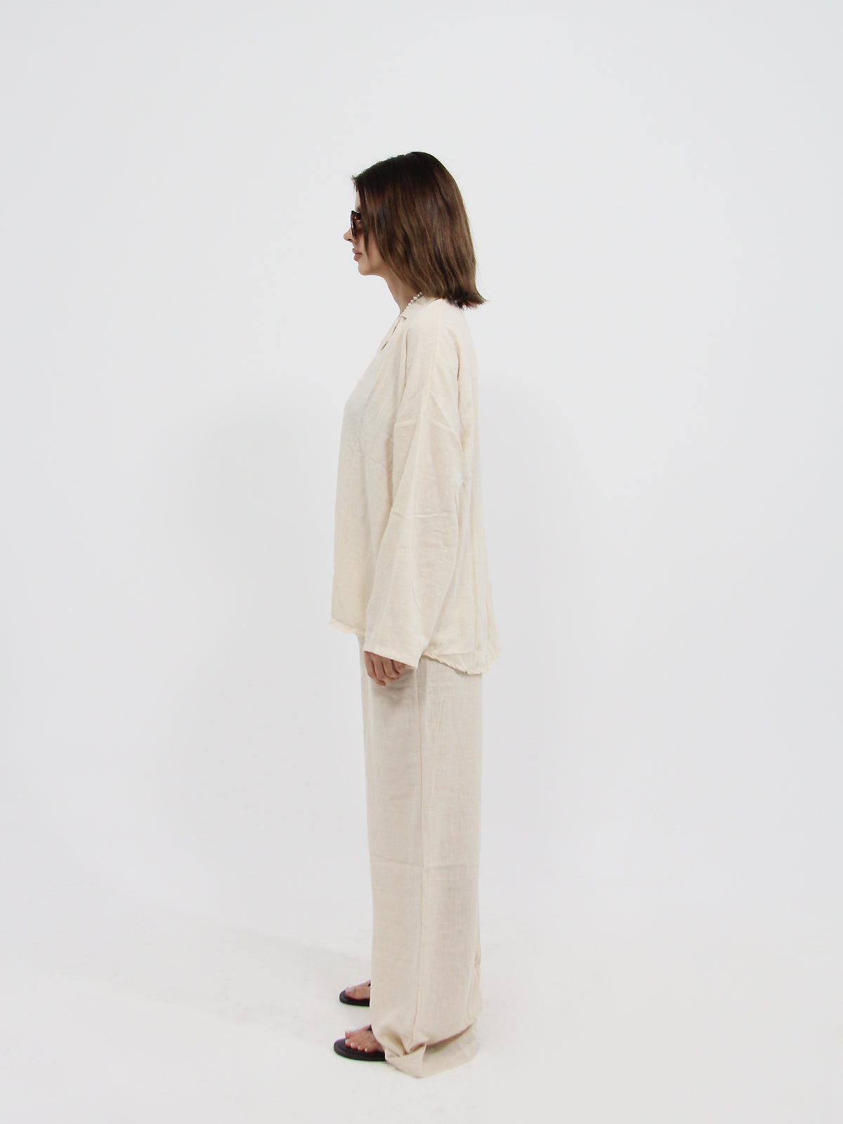 Stone Linen Look Beach Shirt