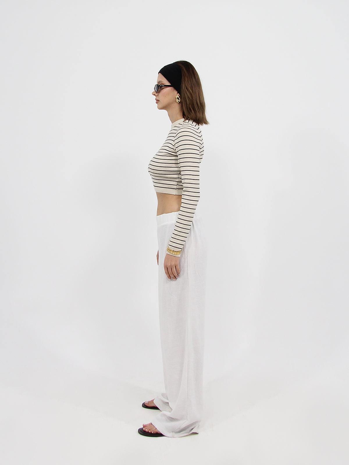 White Linen Look Beach Pants