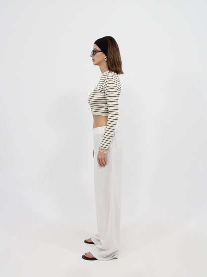 White Linen Look Beach Pants